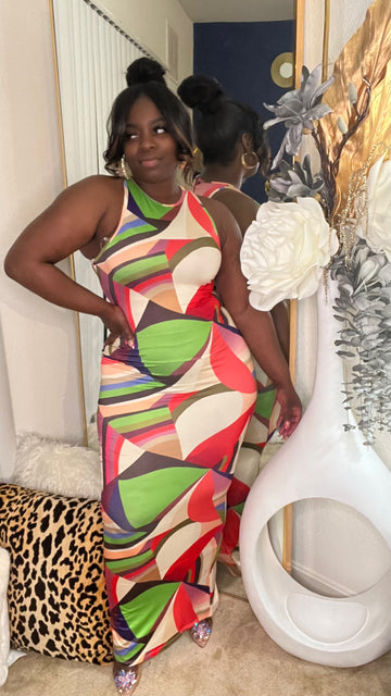 Lines & Geo Print Maxi