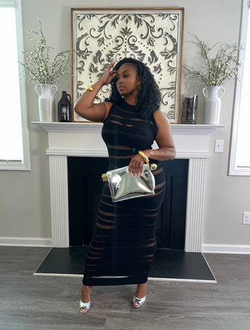 Night Slashed Sheer Maxi Dress