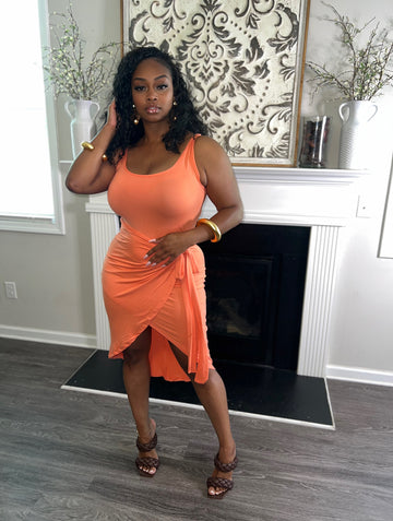 Tangerine Tease Wrap Dress