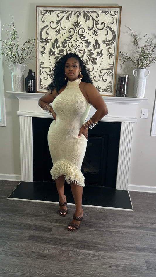 Nia Knit Fringe Dress