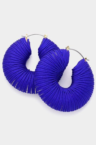 Royal Blue Thread Wrapped Hoops