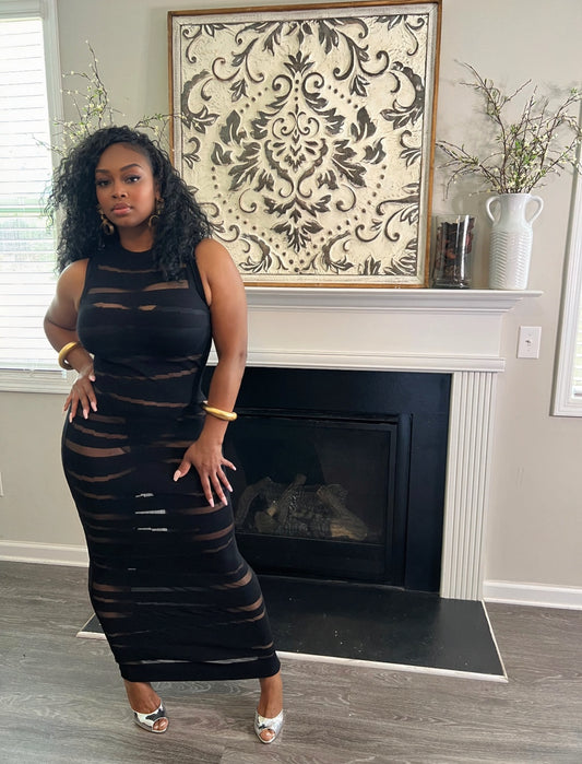 Night Slashed Sheer Maxi Dress