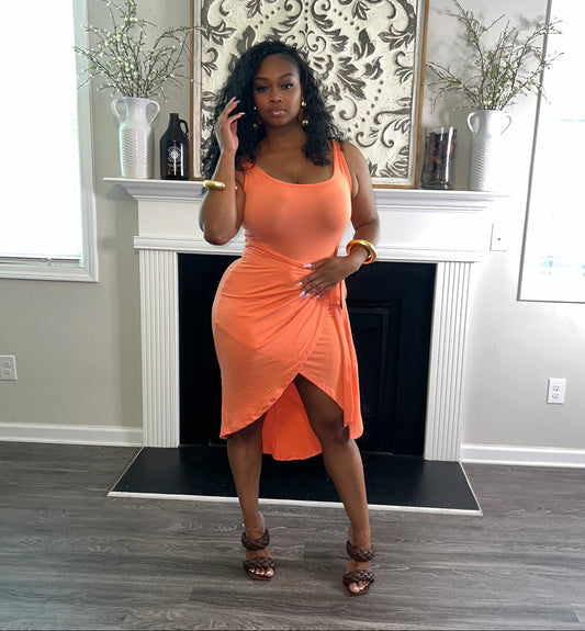 Tangerine Tease Wrap Dress