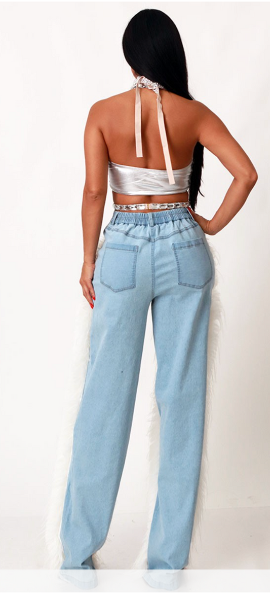 Feather Me Fabulous Denim Pants